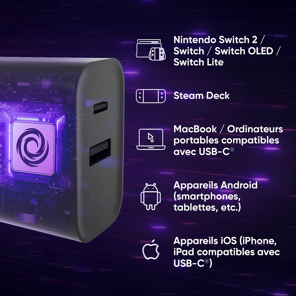 Miniature : Oniverse - Chargeur rapide 65W Switch 2 - Compatibilités