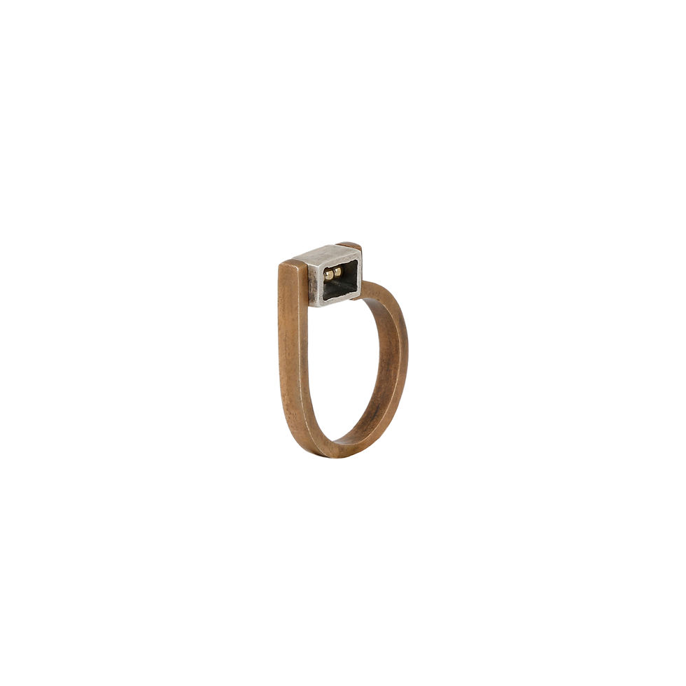 Küçük resim: Blocks Yüzük / Medium / Bronz  + Gümüş