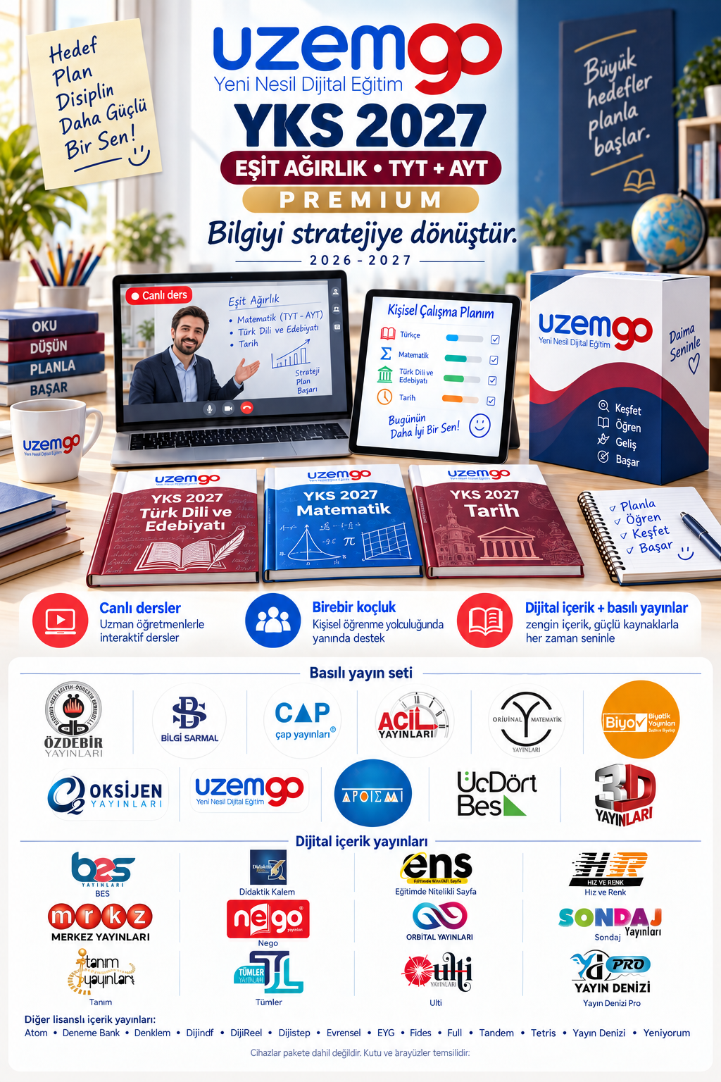 YKS 2027 EA UzemGO TYT-AYT Online Dershane (Canlı Ders+Dijital+Basılı Kitaplar)