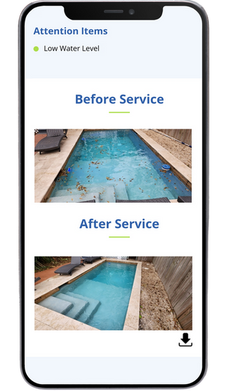 Pool service software before and after service pictures.