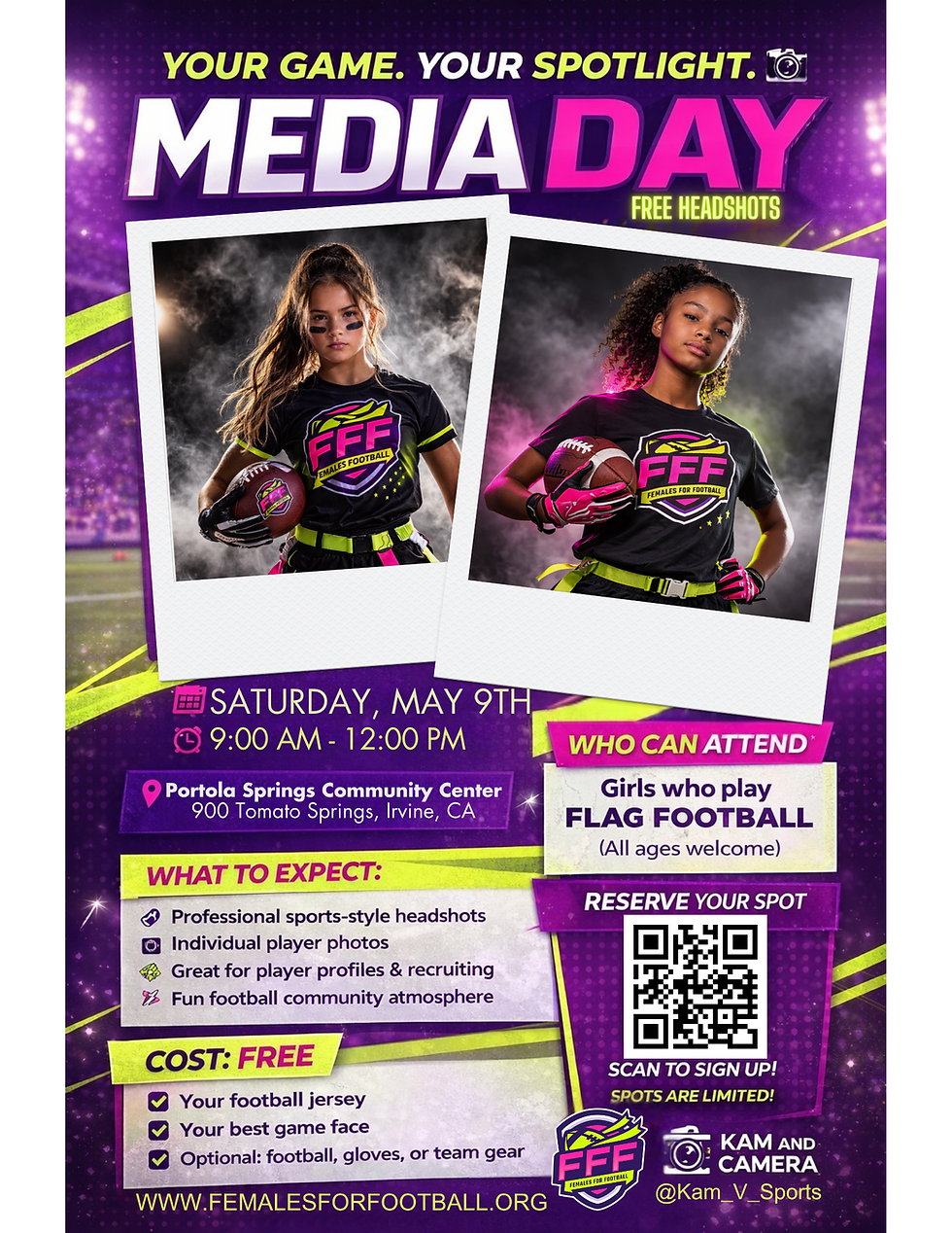 MEDIA DAY: Free Headshots for Girls Flag Football Players
