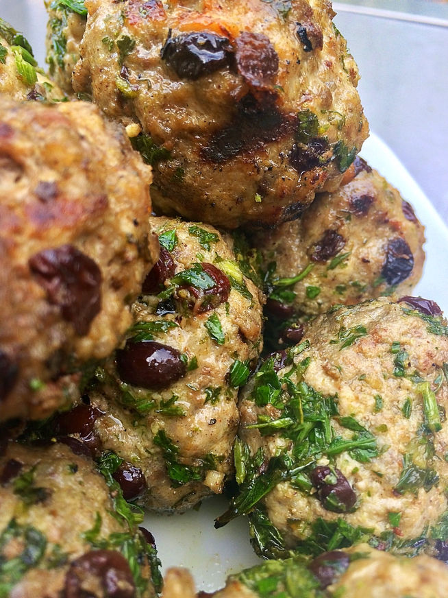 Beef and Lamb Meatballs with a Mint and Parsley Glaze.