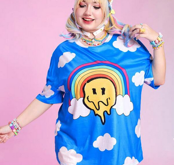 Kawaii Plus Cartoon Graphic Drop Shoulder Tee