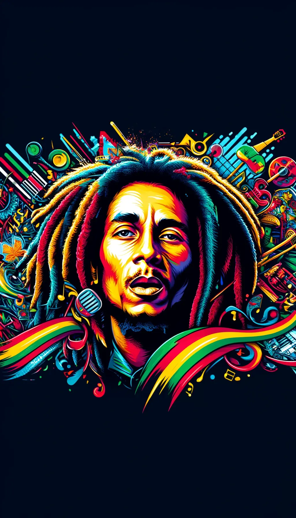 Vibrant Legend: Bob Marley's Iconic Aura