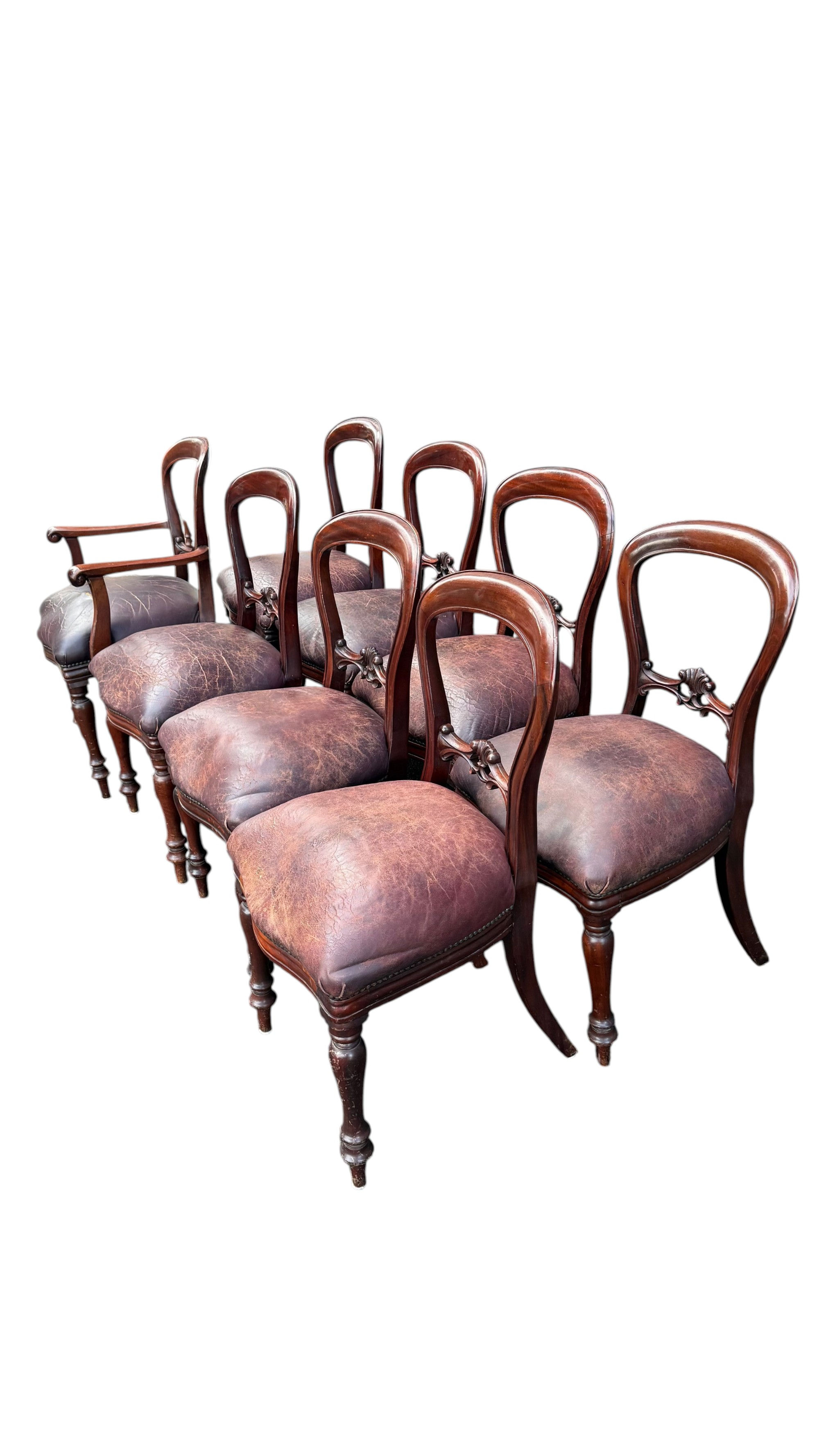 Set of 6 antique mahogany dining chairs with Ballon back