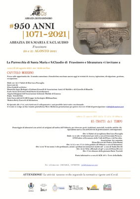 950° Abbazia di Frassinoro - iniziative di Ideanatura 20 e 21 agosto 2021