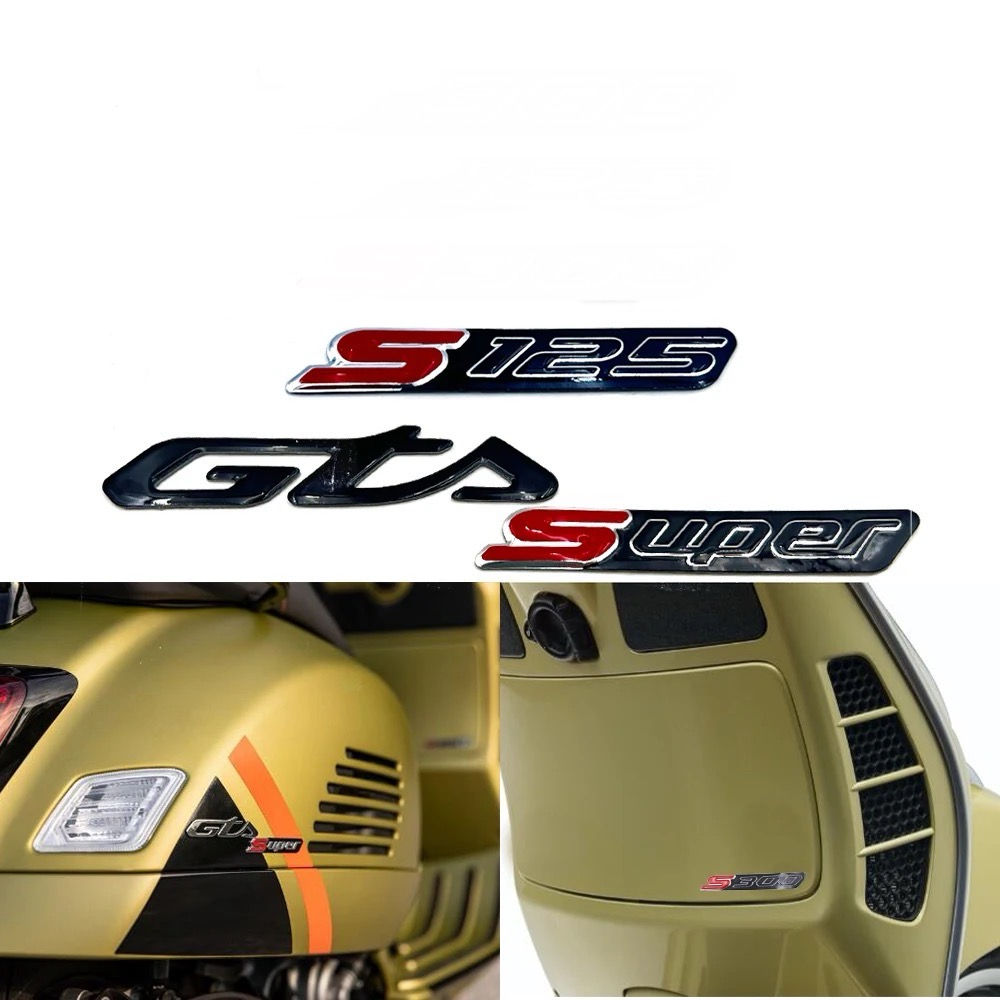 VESPA GTS 125 SUPER 3M SIDE PANEL & GLOVE BOX SELF ADHESIVE BADGE   