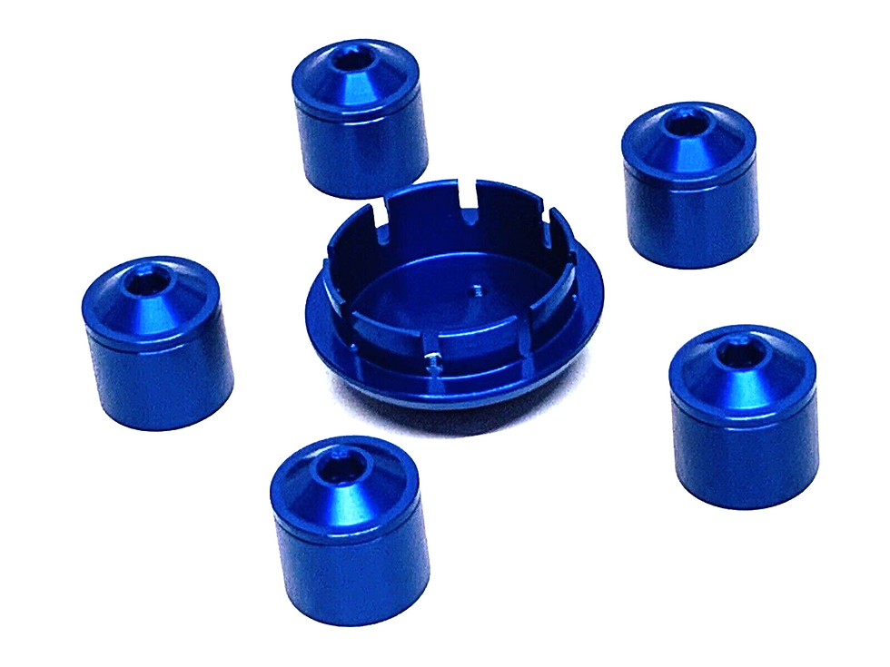 Thumbnail: VESPA GTS BLUE ANNODISED WHEEL HOLE COVER & 5 CAP SCREWS