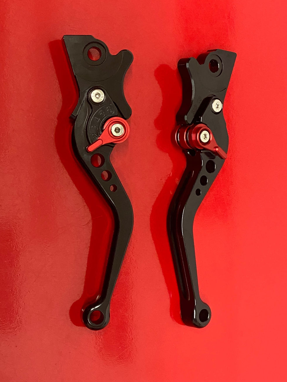 Thumbnail: VESPA GTS125 - 300 BLACK & RED CNC ALUMINIUM BRAKE & CLUTCH LEVERS SET ADJUSTAB