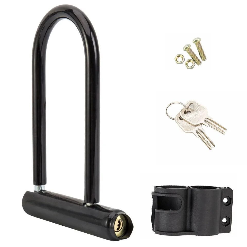 Thumbnail: HEAVY DUTY ANTI THEFT SECURE U LOCK WITH 2 KEYS ALLOY STEEL LOCK SOLID METAL INS