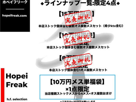 福袋販売状況と御礼