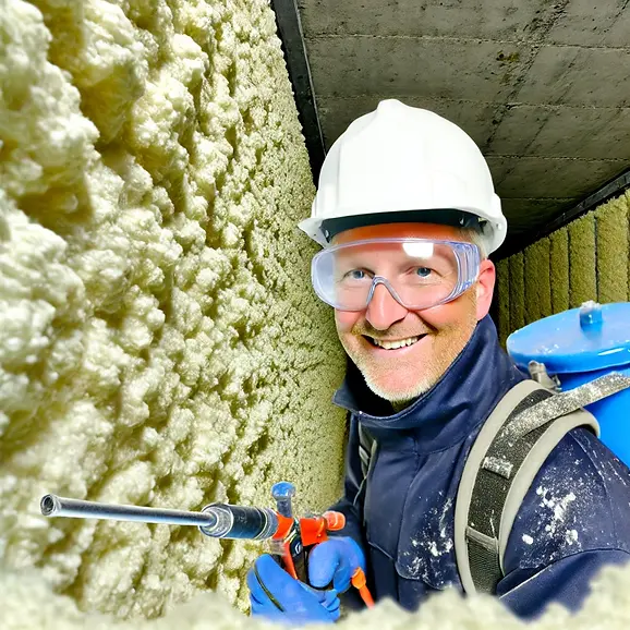 DALL·E 2024-08-08 10.06.33 - A highly realistic image of a smiling man wearing full safety