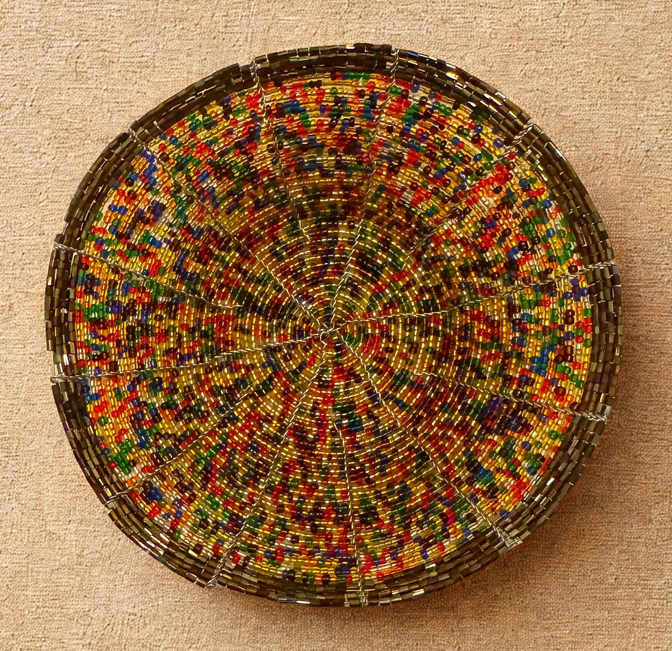 autumn beaded basket top view
