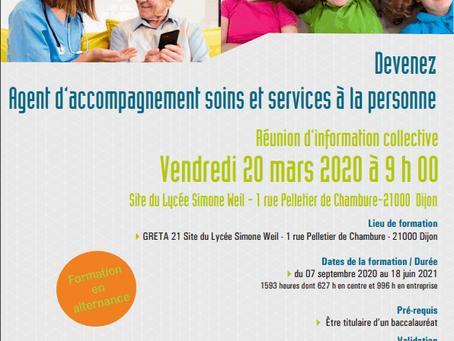 Greta Bac Pro ASSP Réunion d'information collective le 20 mars 2020 à 9h