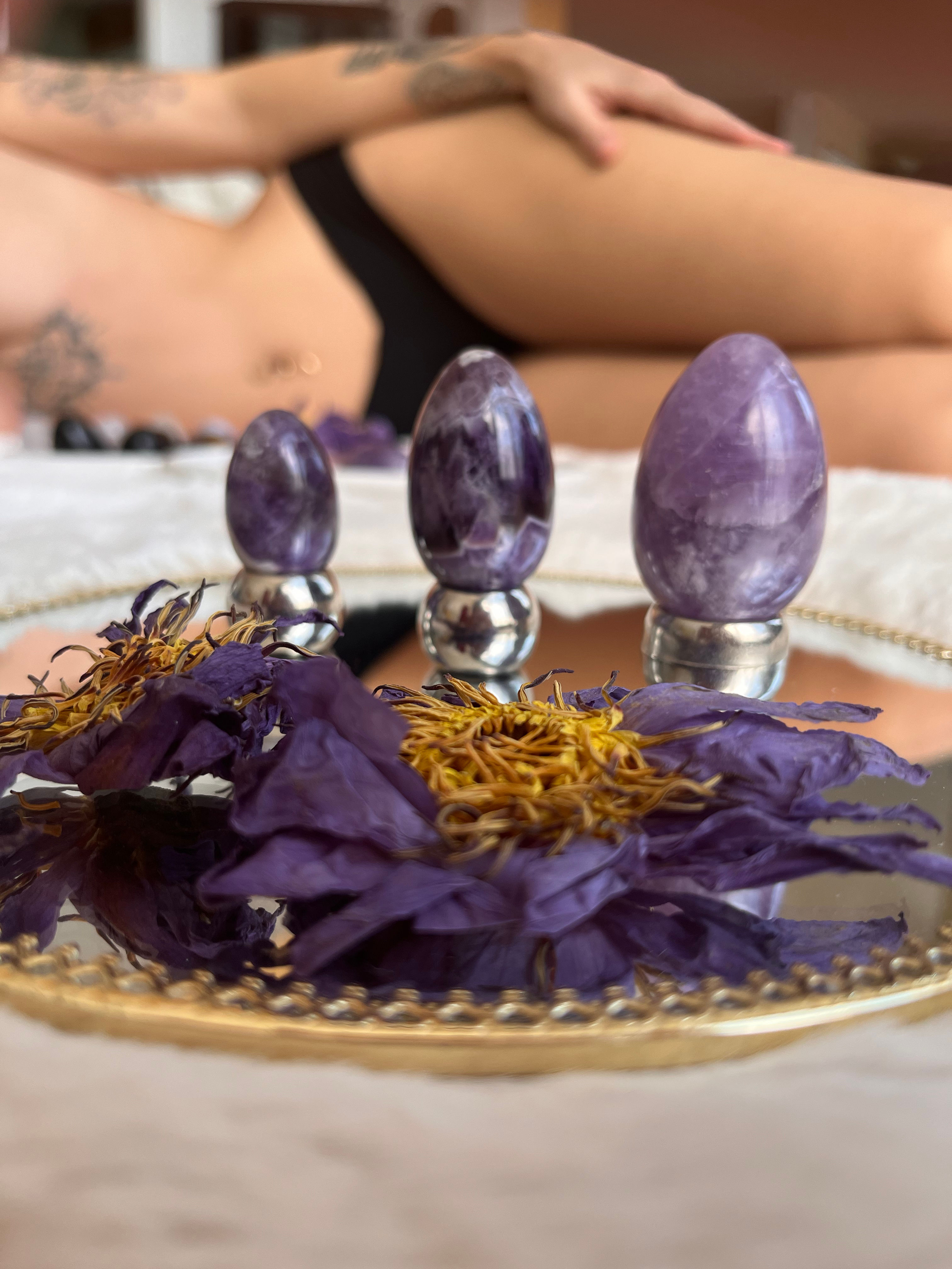 Oeuf de Yoni - Améthyste foncée