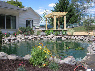 Pond with pergola