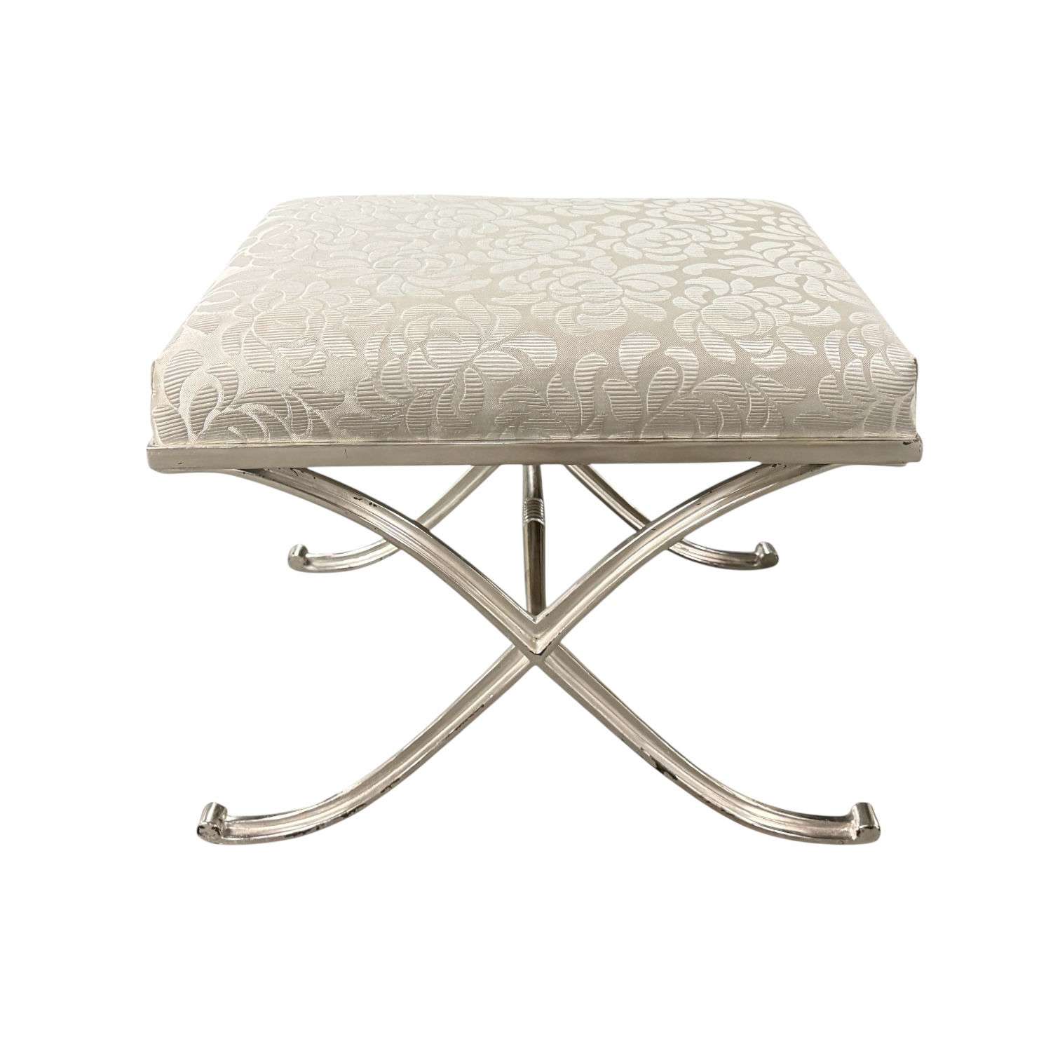 Modern Designer Silvered Metal X Bench