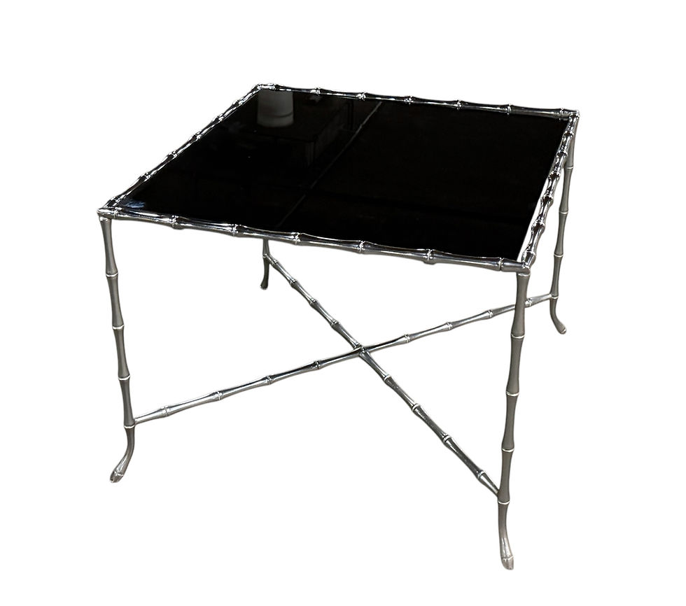 Thumbnail: Maison Bagues Style Hollywood Regency Silvered Metal Faux Bamboo Side Table