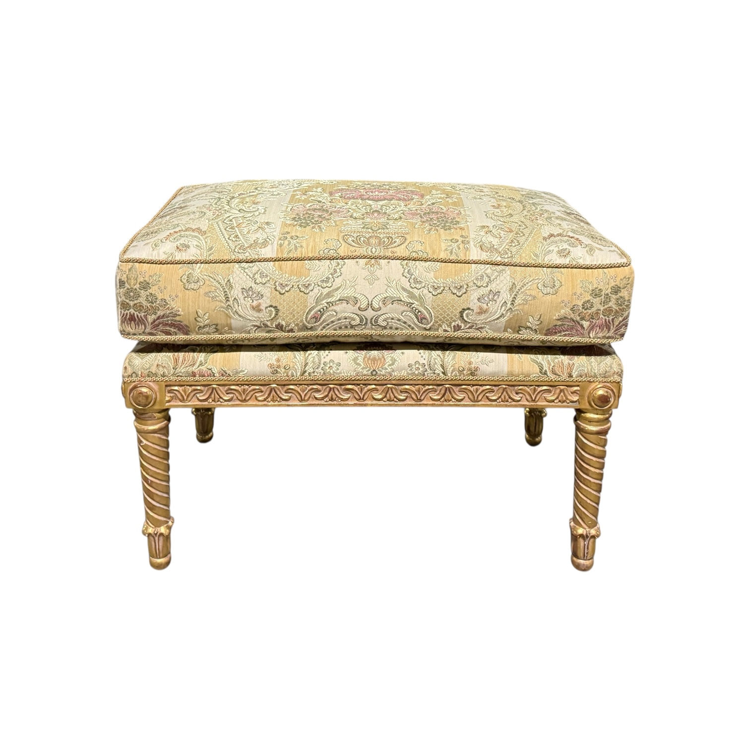 18th Century Style Giltwood Bench Ottoman W Scalamandre Fabric