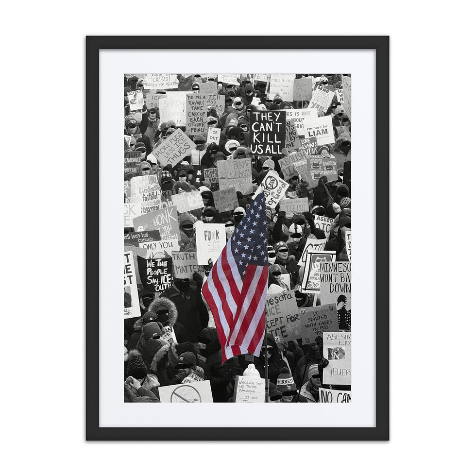 Thumbnail: Red, White, and Black - Minneapolis Protest Photograph Framed Print w/ Mat