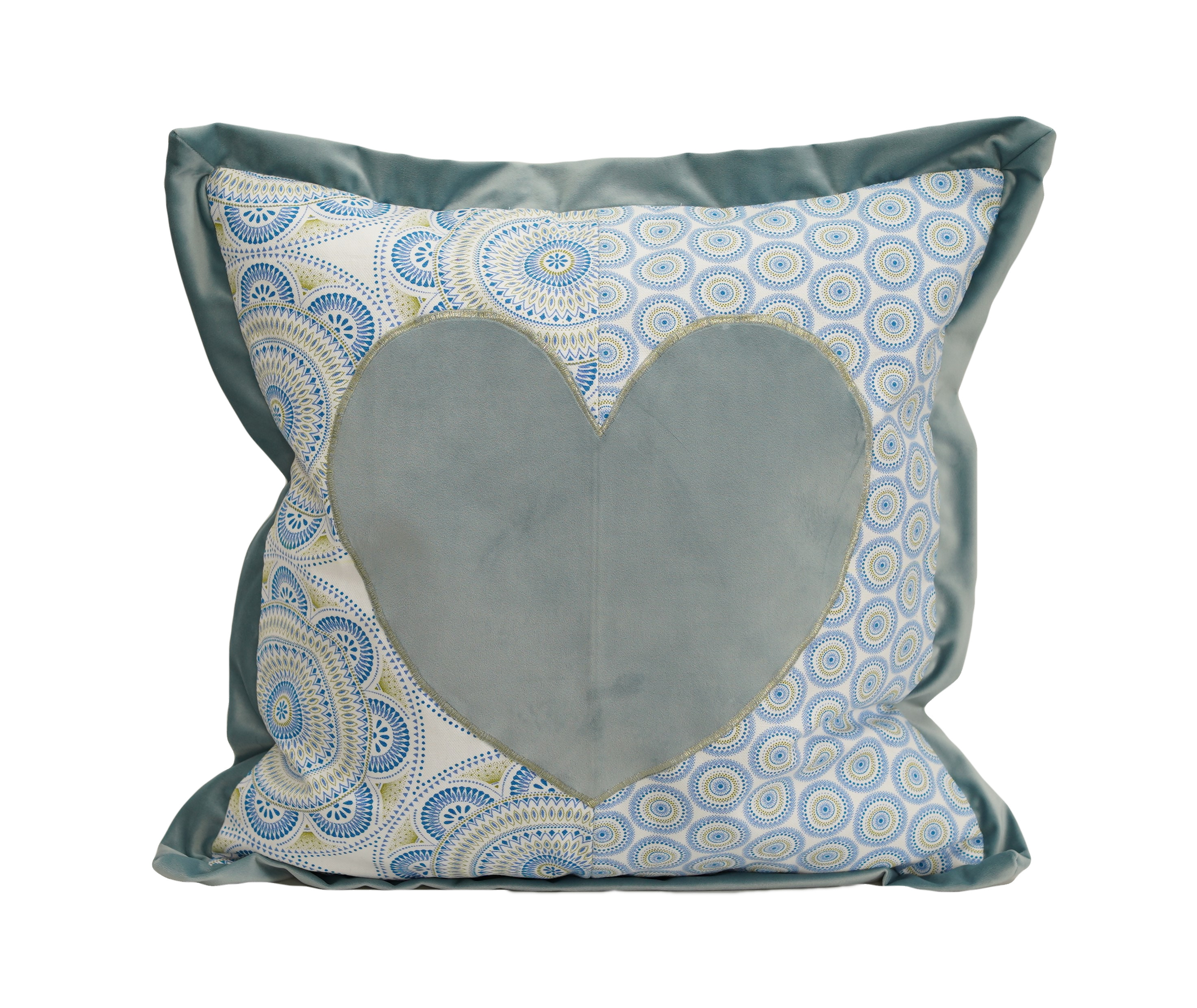 20" Myoli Heart Pillow with Duck Egg Oxford Hem