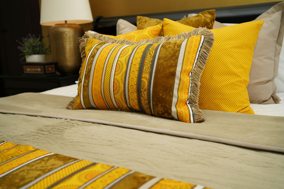 Thumbnail: 24" x 16" African Boho Sunflower Fields Pillow with Topaz Fringing