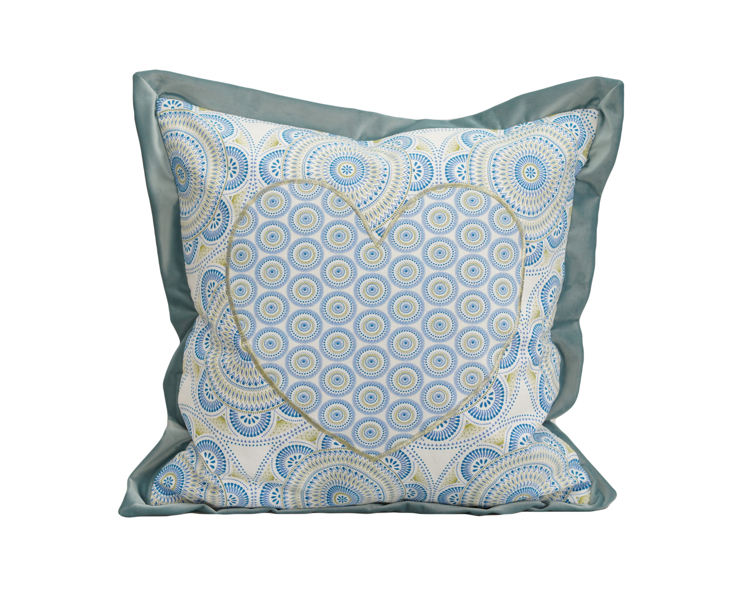 20" Myoli Heart Pillow with Duck Egg Oxford Hem