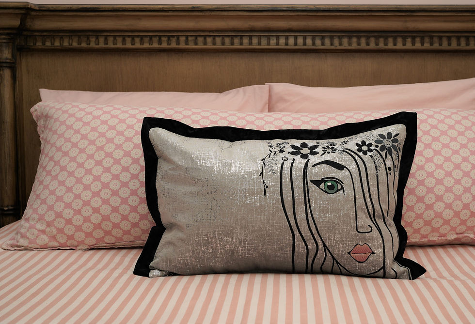 Thumbnail: 24" x 16" Ela Pillow with Black Oxford Hem