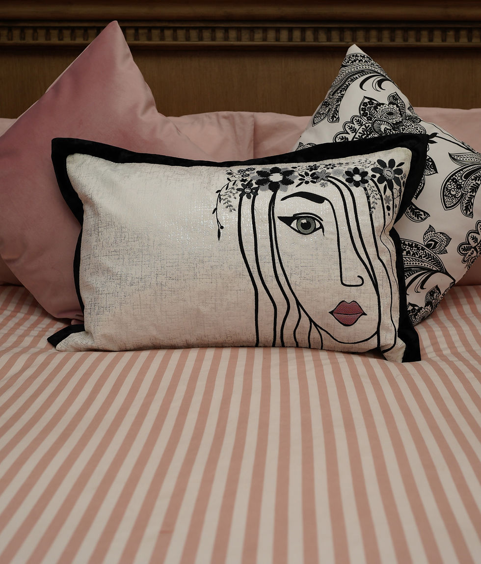 Thumbnail: 24" x 16" Willow Pillow with Black Oxford Hem