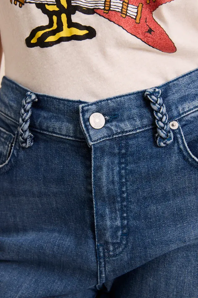 Miniature : Jeans Lena Crop Large Five détail des passants tressés à l’avant