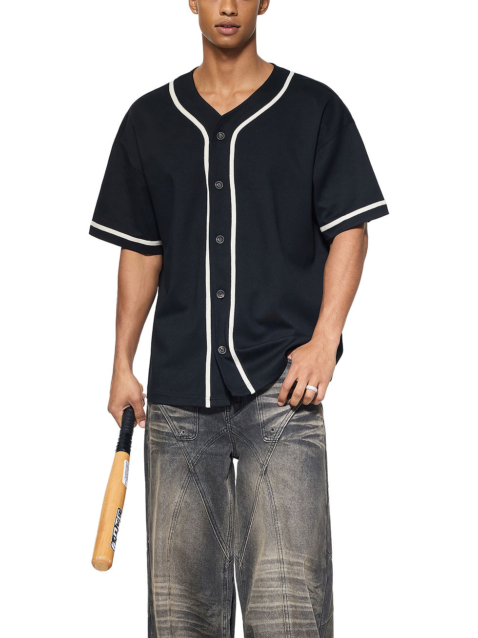 Thumbnail: Contrast Piped Button-Up Jersey