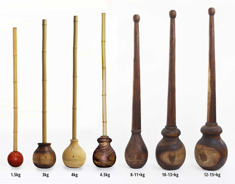 Selection of Gada Macebell tools in various weights