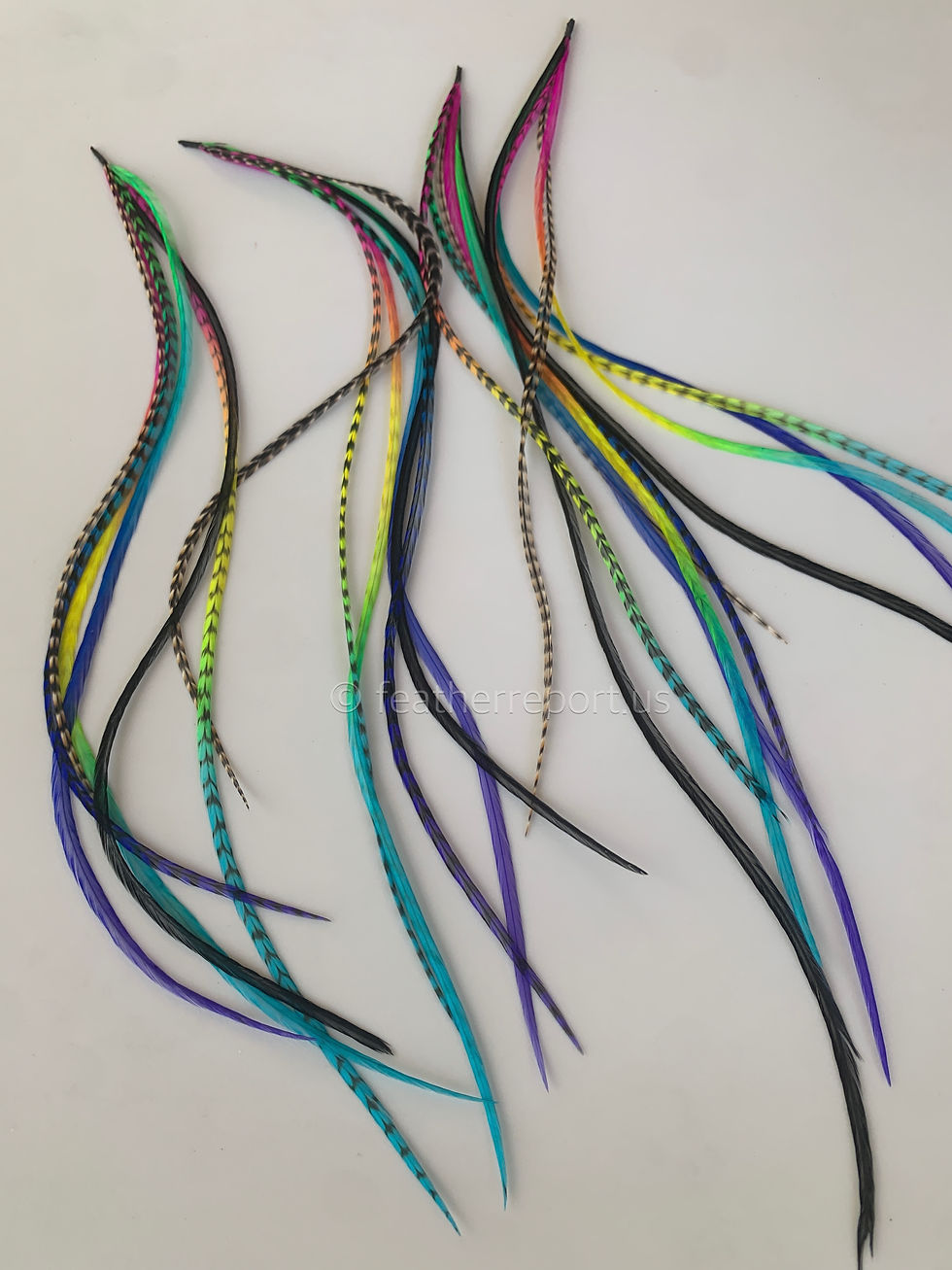 Thumbnail: Bonded Hair Feathers Full Set 4 Diy Extensions Cree Rainbow 9-14” 4 bundles