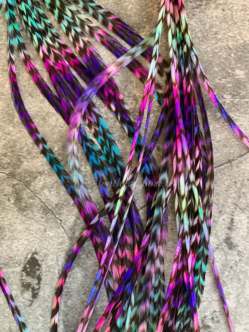 Thumbnail: Hair Feathers Rainbow Extensions For Earrings - Moonlight Mermaid 25