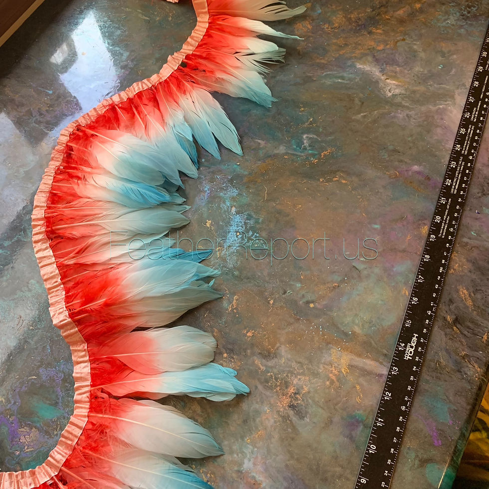 Thumbnail: Goose Feather Trim Craft Sewing Feathers 1 Yard Coral Teal Ombre 
