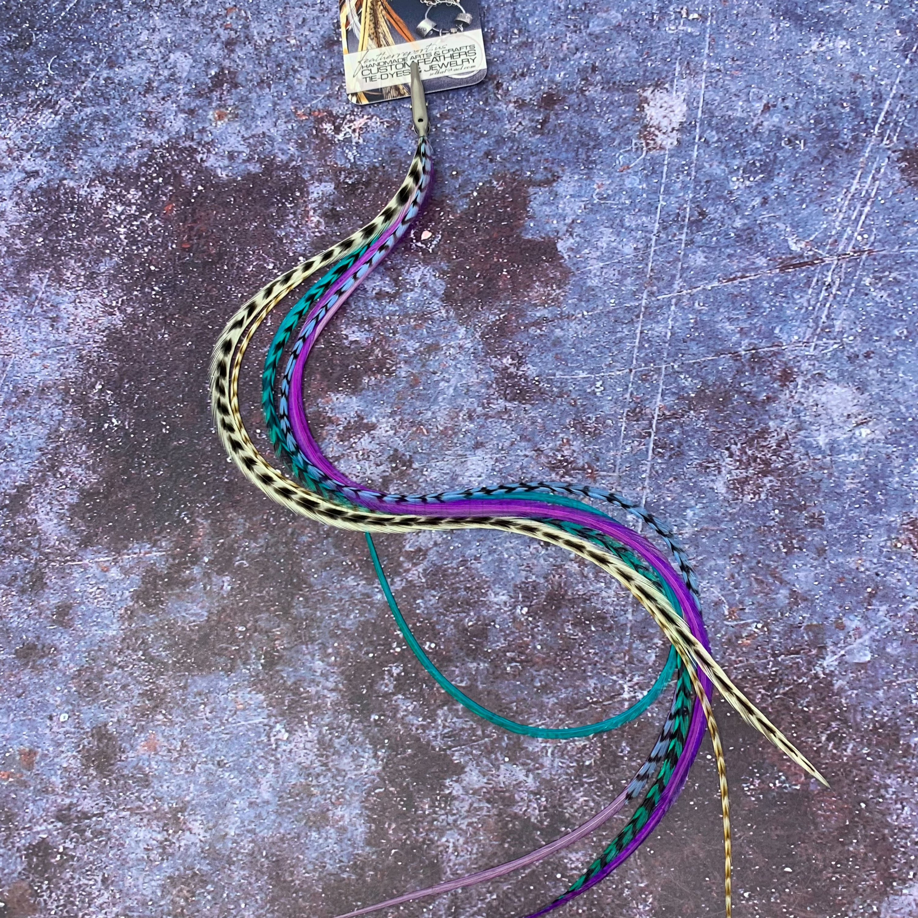 Snowy Weather Lavender Light Blue XXL Feather Hair Clip Hippy Clip Hair 