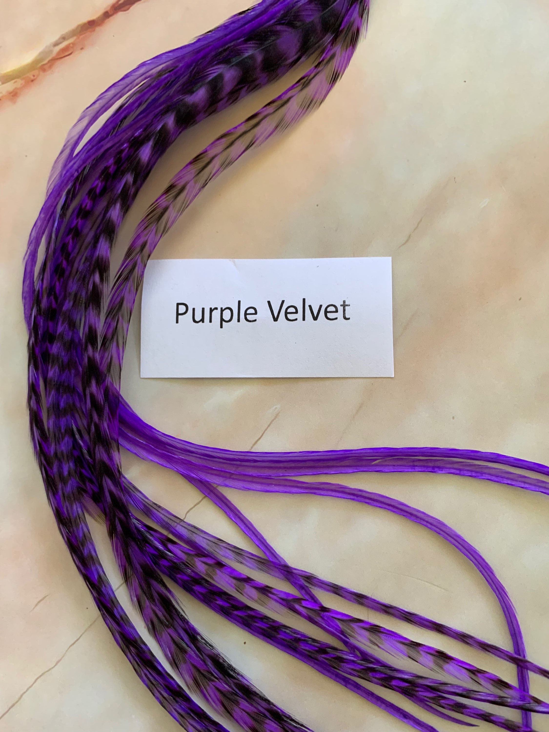 Hair extension feathers purple velvet rooster feathers for hair 10