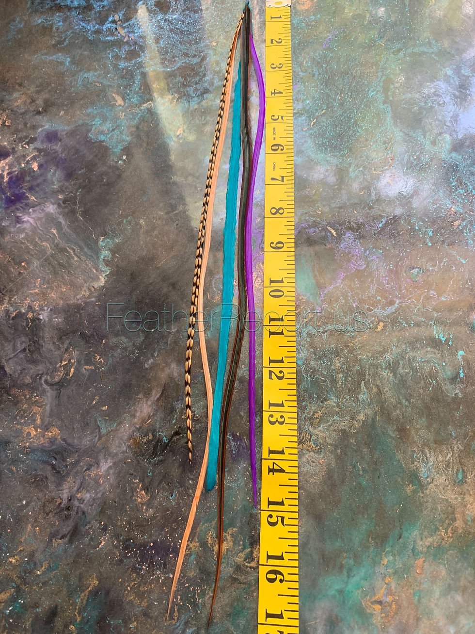 Thumbnail: Pink Blue Brown XXL hair feather extension bonded diy kit with beads