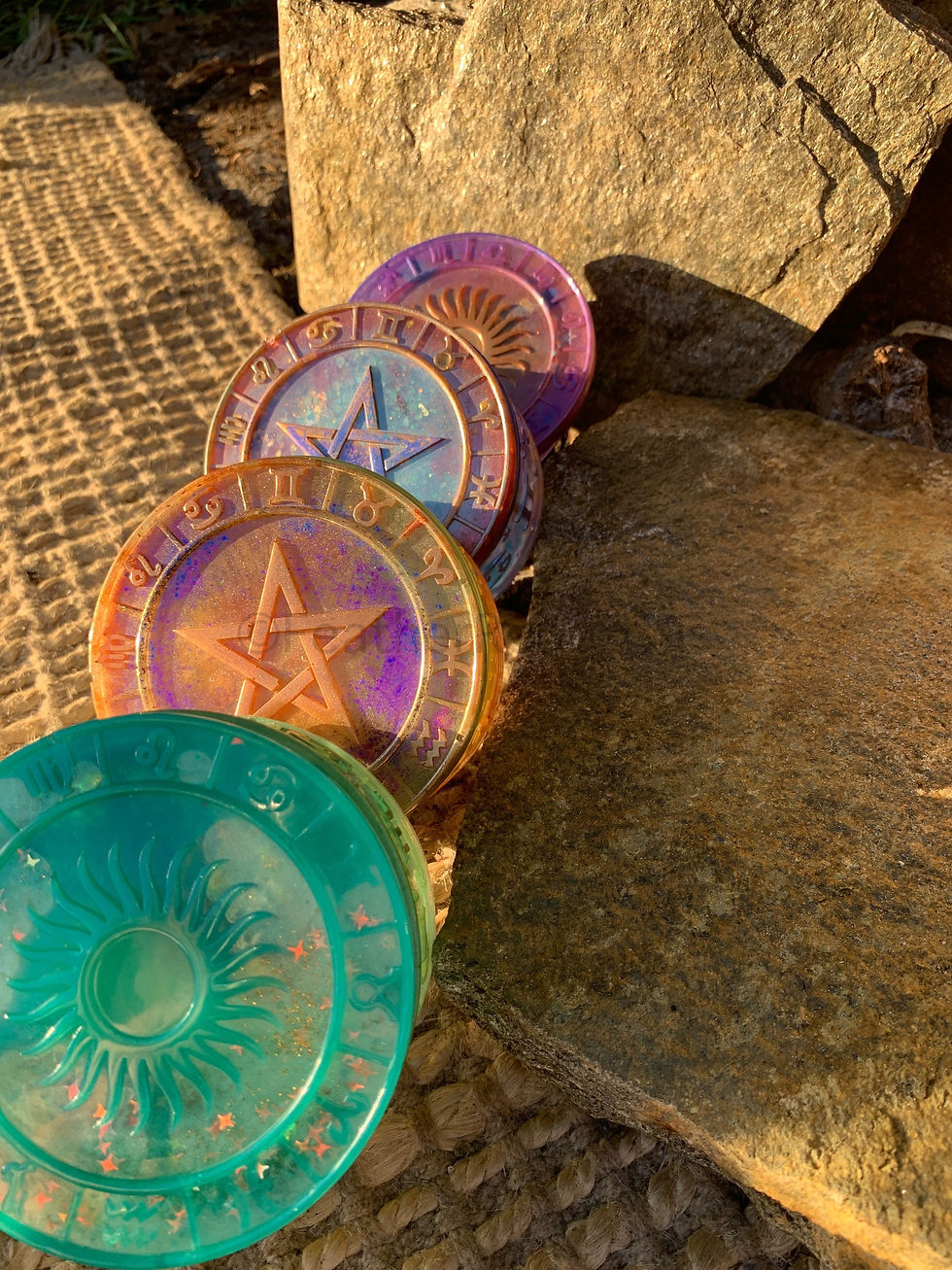 Thumbnail: Green Seafoam Pearl Sun Stash Jar with Lid Top Handmade Astrologers Box