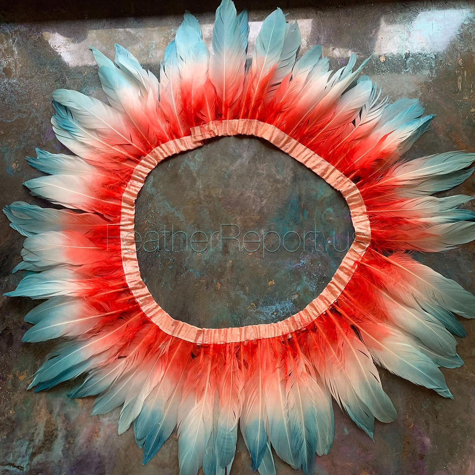 Thumbnail: Goose Feather Trim Craft Sewing Feathers 1 Yard Coral Teal Ombre 