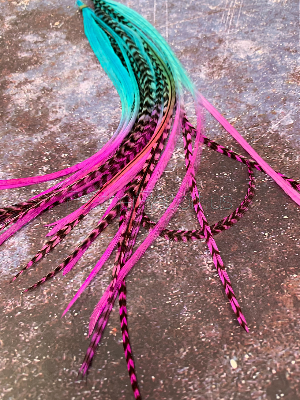 Mermaid Hair Feather Extensions Pink Purple Blue 20