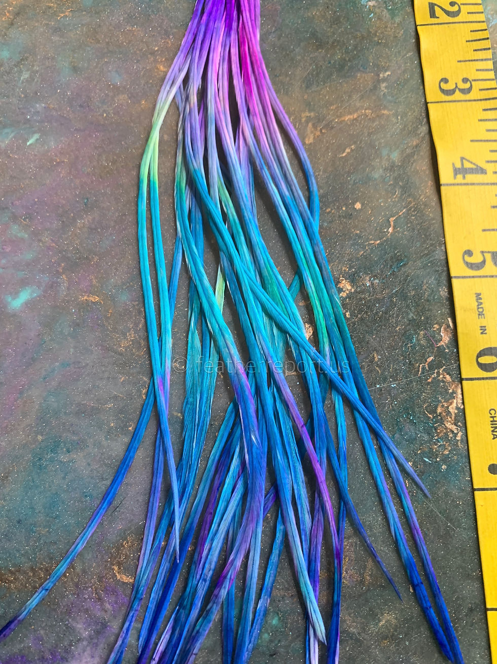Thumbnail: 24 unique painted hair feather extensions multicolor shabby chic 7to12inch