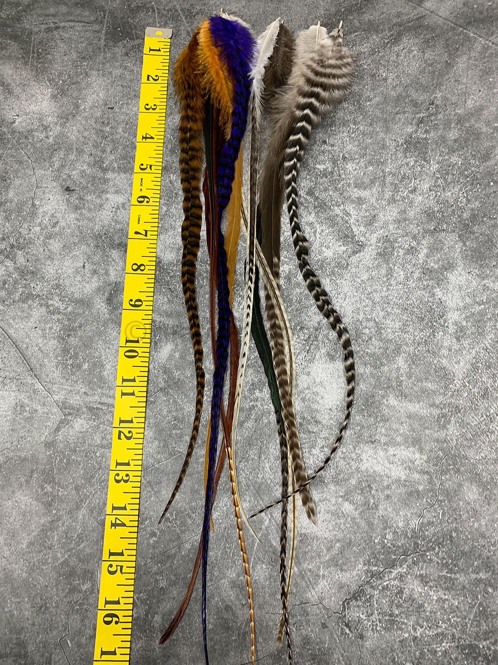 Thumbnail: Extra Long Fluffy Feathers for Hair and Crafts Brown Golden Purple Natural 