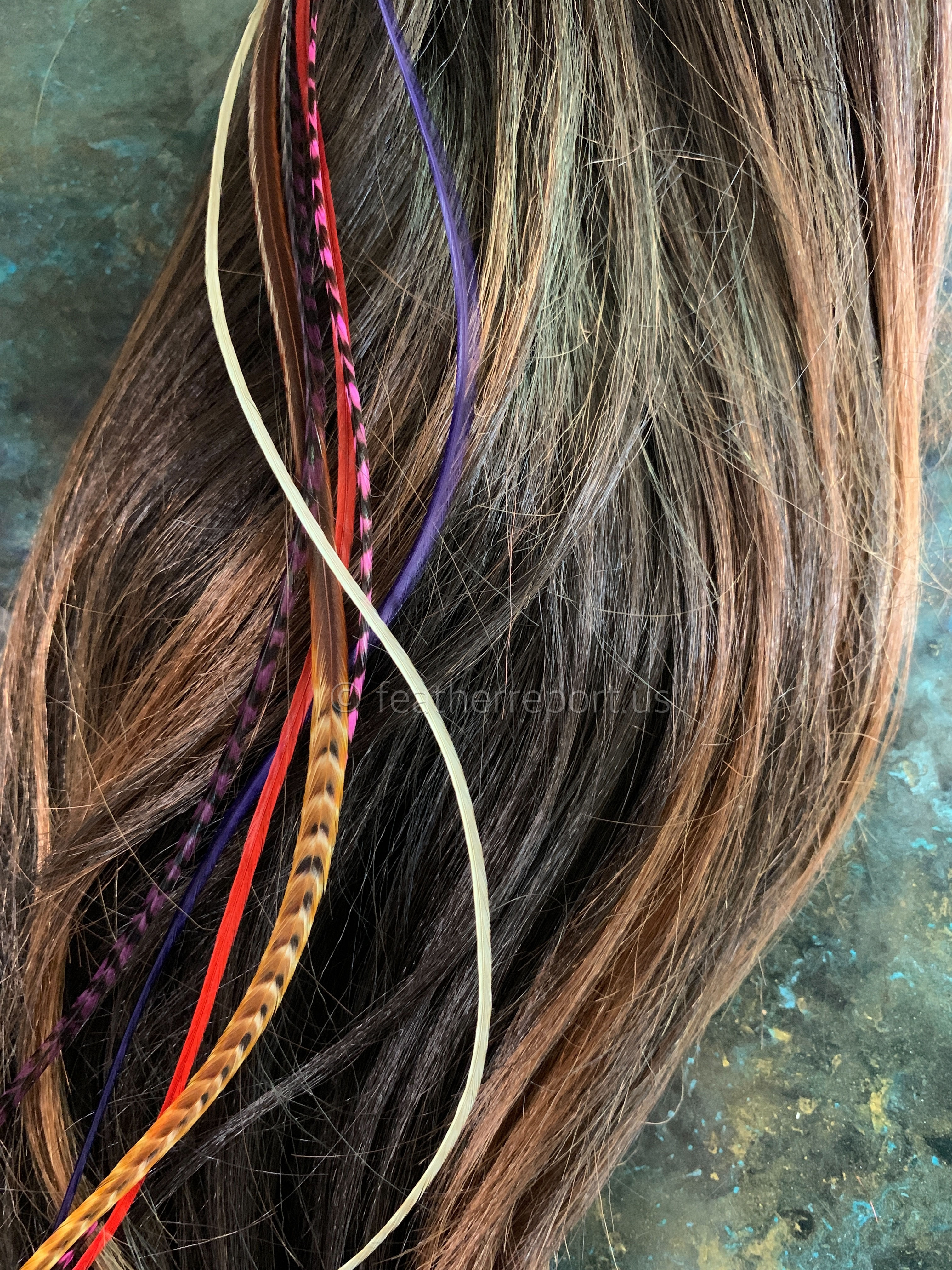 DIY Hair Feathers Kit Bonded Feather Extension XXL Red pink Dark Purple Ginger