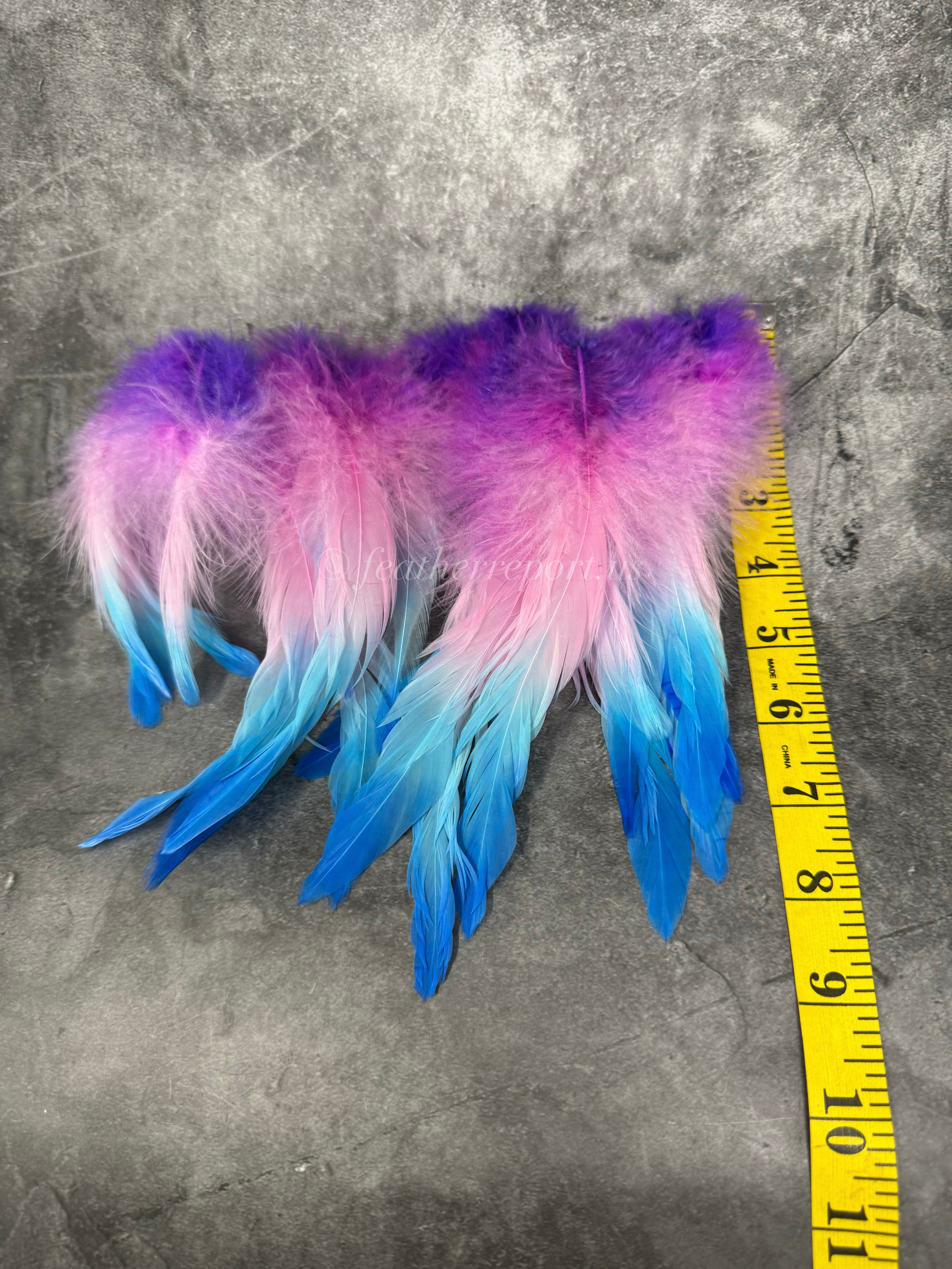 Ombre Sky Blue Purple Pink Fluffy Rainbow Feathers for Crafts