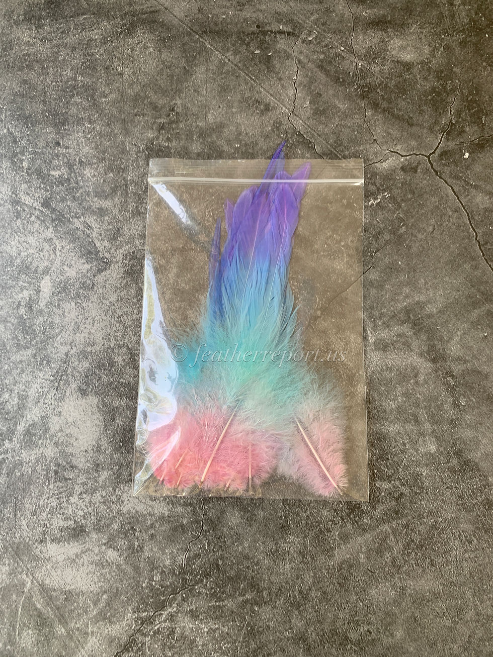 Thumbnail: Cotton candy Rooster Saddle Feathers