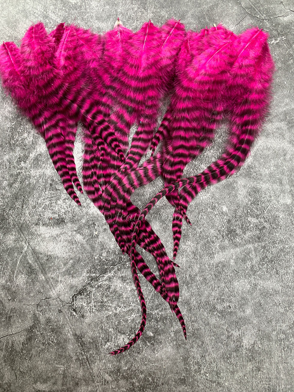 Thumbnail: Fluffy Grizzly Euro Rooster Saddle Feathers - Pink Orchid