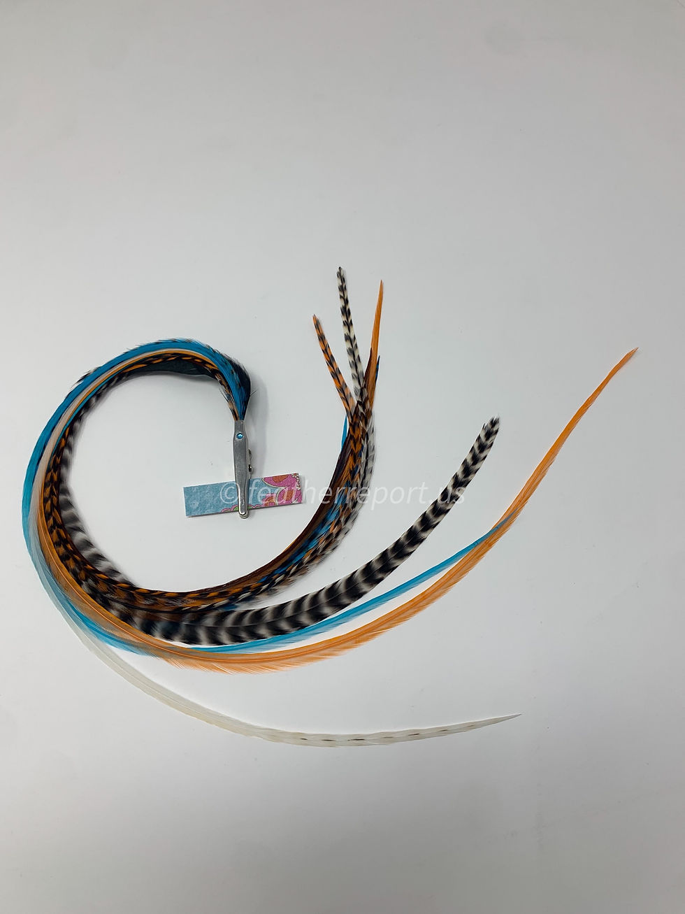 Thumbnail: Turquoise Crush - Long Feather Hair Clip - Authentic Real Feathers 16inch