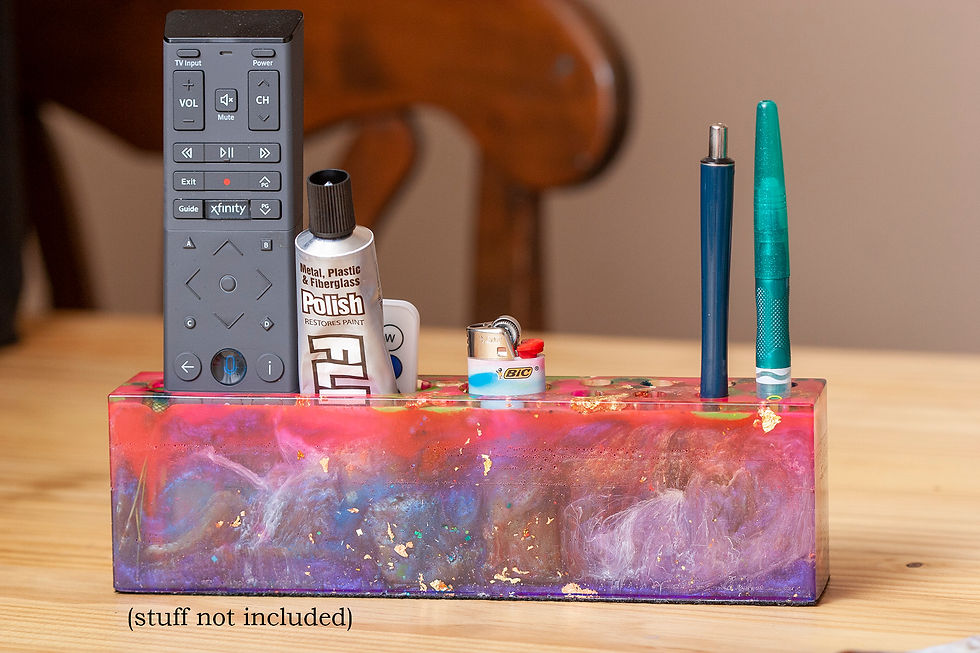 Thumbnail: Stoner Gift Resin Art Table Organizer For Remotes Brushes Handmade Pink Green