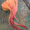Thumbnail: Peach Cranberry Fades Long Fluffy Rooster Feathers for Horses